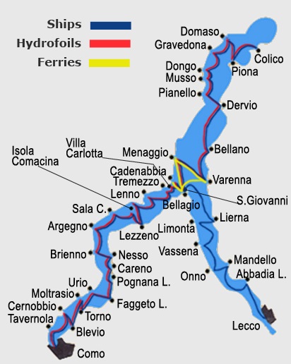 Como Map Image with Ferry Routes