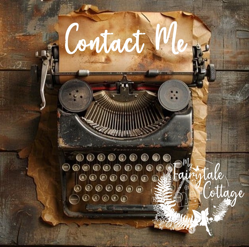 Contact me tile w old typewriter