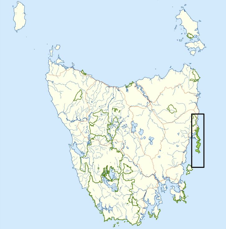Freycinet National Park Location Map, Tasmania Australia Freycinet National Park Location Map, Tasmania Australia