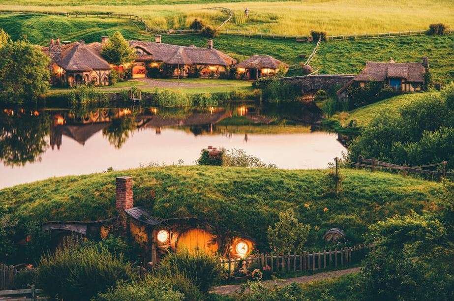 Hobbiton Movie Set Dusk NZ