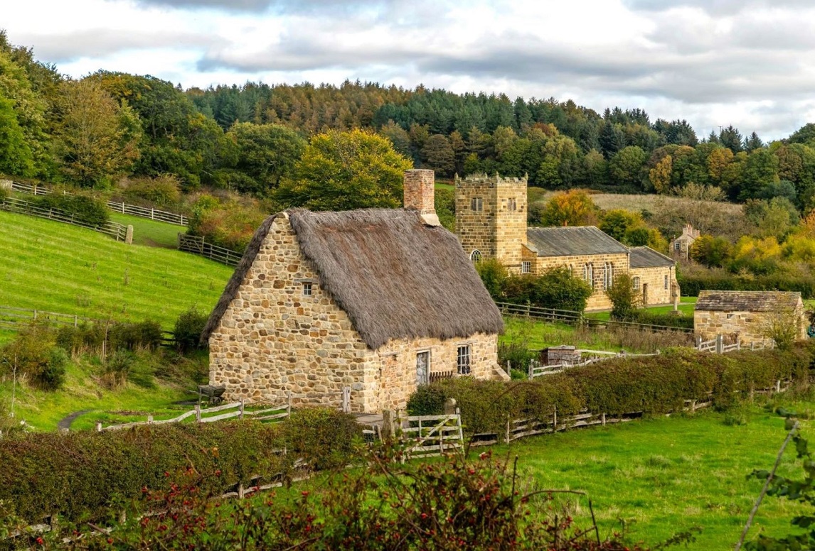 Stone cottage seton rolling hills in the UK Stone cottage set on rolling hills in the UK