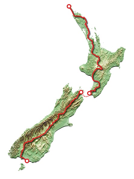 Te Araroa Trail Map - New Zealand Te Araroa Trail Map - New Zealand